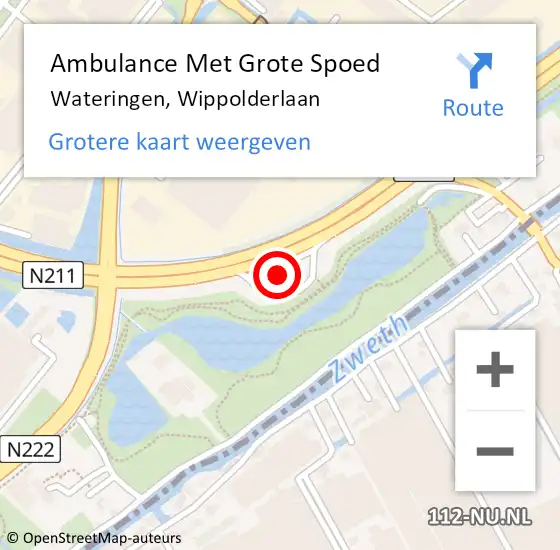 Locatie op kaart van de 112 melding: Ambulance Met Grote Spoed Naar Wateringen, Wippolderlaan op 17 april 2024 14:56