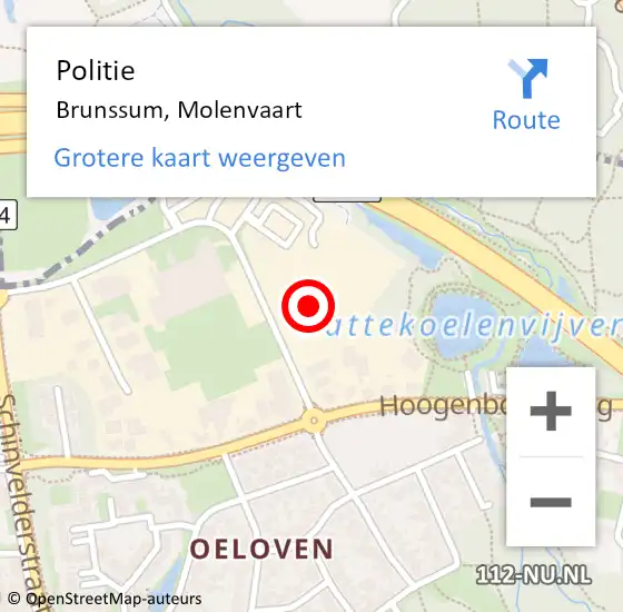 Locatie op kaart van de 112 melding: Politie Brunssum, Molenvaart op 17 april 2024 15:13