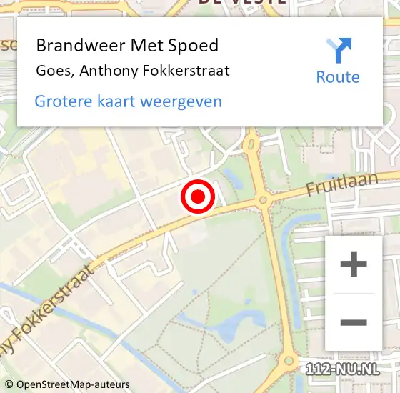 Locatie op kaart van de 112 melding: Brandweer Met Spoed Naar Goes, Anthony Fokkerstraat op 17 april 2024 15:14