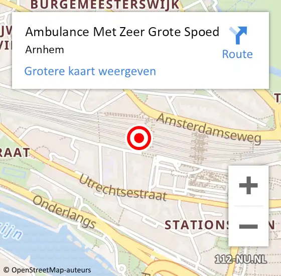 Locatie op kaart van de 112 melding: Ambulance Met Zeer Grote Spoed Naar Arnhem op 17 april 2024 15:30