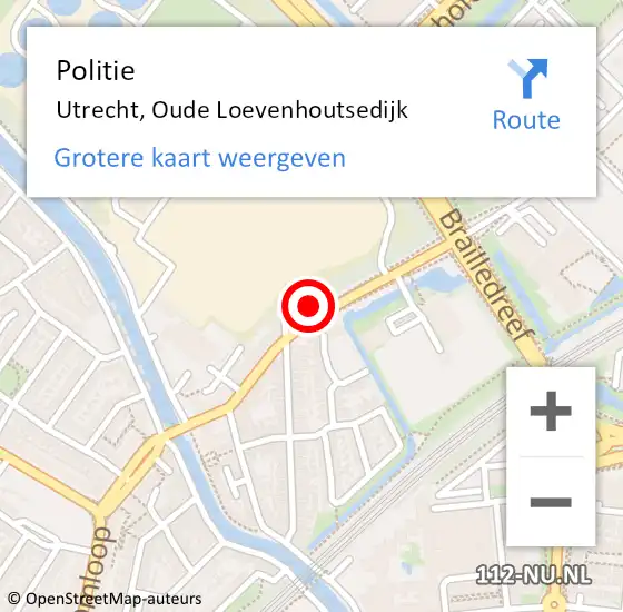 Locatie op kaart van de 112 melding: Politie Utrecht, Oude Loevenhoutsedijk op 17 april 2024 15:39