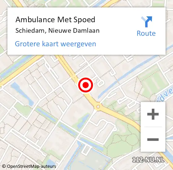 Locatie op kaart van de 112 melding: Ambulance Met Spoed Naar Schiedam, Nieuwe Damlaan op 17 april 2024 15:49