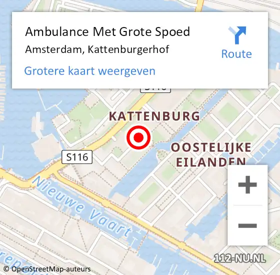 Locatie op kaart van de 112 melding: Ambulance Met Grote Spoed Naar Amsterdam, Kattenburgerhof op 17 april 2024 16:56