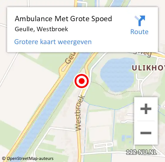 Locatie op kaart van de 112 melding: Ambulance Met Grote Spoed Naar Geulle, Westbroek op 2 oktober 2014 18:50