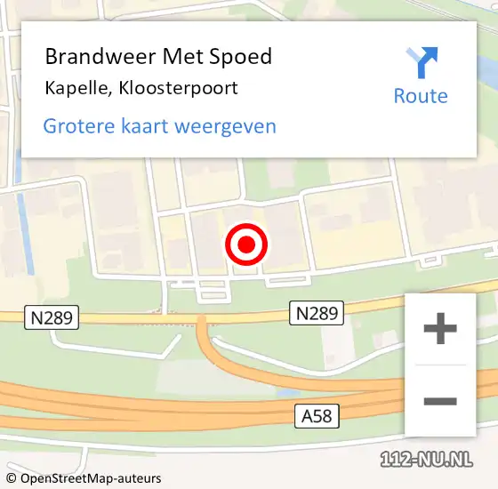 Locatie op kaart van de 112 melding: Brandweer Met Spoed Naar Kapelle, Kloosterpoort op 17 april 2024 17:08