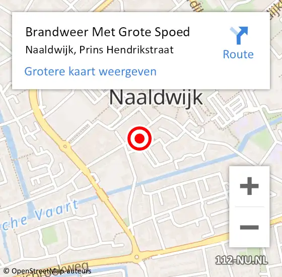 Locatie op kaart van de 112 melding: Brandweer Met Grote Spoed Naar Naaldwijk, Prins Hendrikstraat op 17 april 2024 17:12