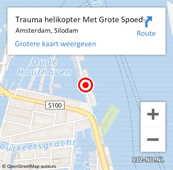 Locatie op kaart van de 112 melding: Trauma helikopter Met Grote Spoed Naar Amsterdam, Silodam op 17 april 2024 17:14