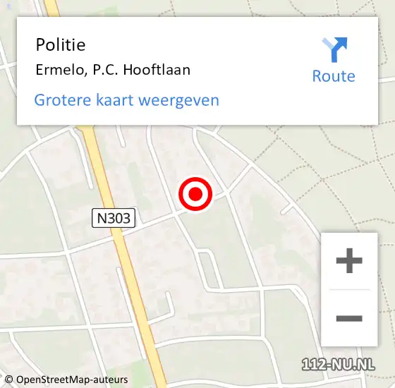 Locatie op kaart van de 112 melding: Politie Ermelo, P.C. Hooftlaan op 17 april 2024 17:31