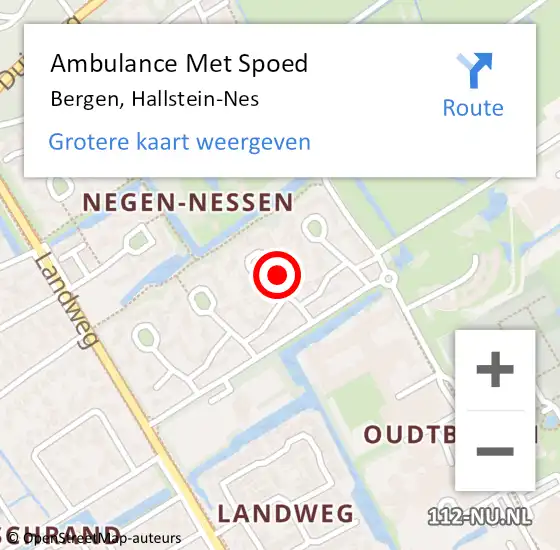 Locatie op kaart van de 112 melding: Ambulance Met Spoed Naar Bergen, Hallstein-Nes op 17 april 2024 17:59