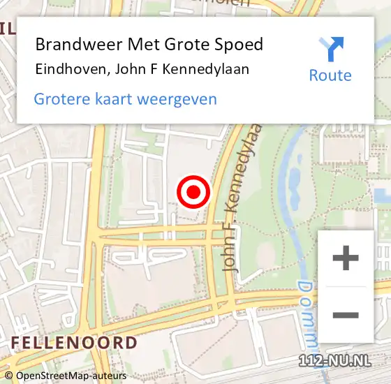 Locatie op kaart van de 112 melding: Brandweer Met Grote Spoed Naar Eindhoven, John F Kennedylaan op 17 april 2024 17:59