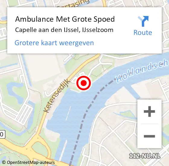 Locatie op kaart van de 112 melding: Ambulance Met Grote Spoed Naar Capelle aan den IJssel, IJsselzoom op 17 april 2024 18:14