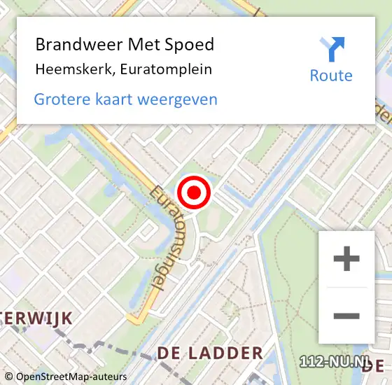 Locatie op kaart van de 112 melding: Brandweer Met Spoed Naar Heemskerk, Euratomplein op 17 april 2024 18:16
