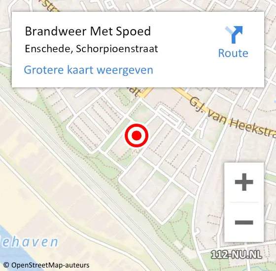 Locatie op kaart van de 112 melding: Brandweer Met Spoed Naar Enschede, Schorpioenstraat op 17 april 2024 18:18