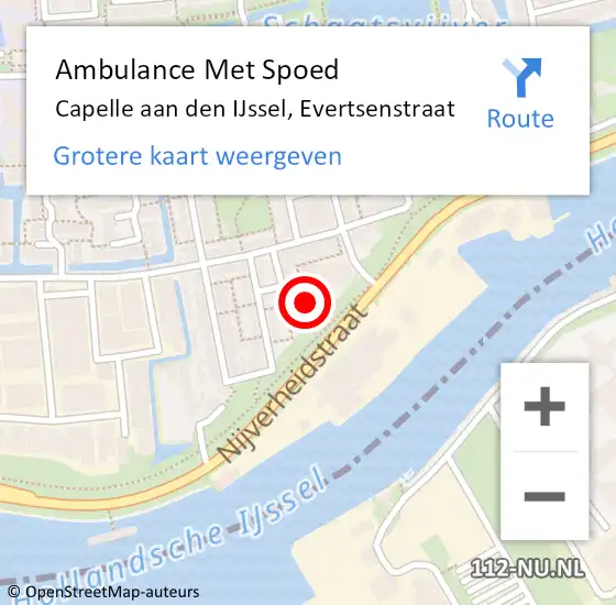 Locatie op kaart van de 112 melding: Ambulance Met Spoed Naar Capelle aan den IJssel, Evertsenstraat op 17 april 2024 18:33