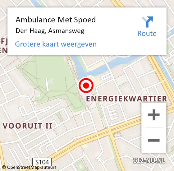 Locatie op kaart van de 112 melding: Ambulance Met Spoed Naar Den Haag, Asmansweg op 17 april 2024 19:00