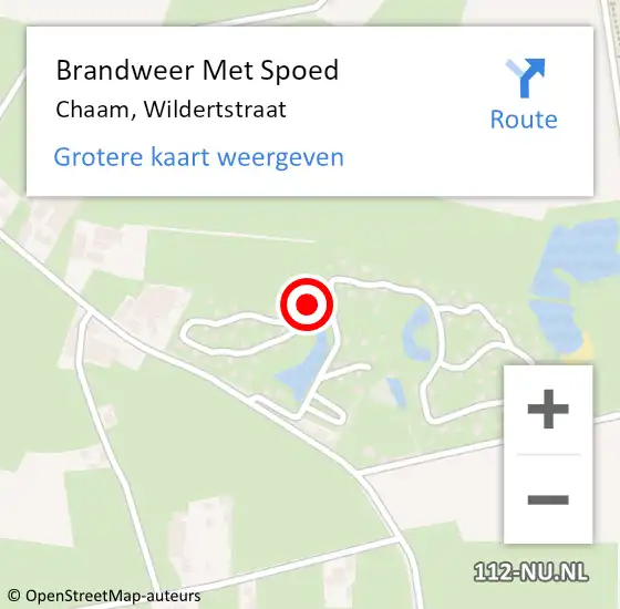 Locatie op kaart van de 112 melding: Brandweer Met Spoed Naar Chaam, Wildertstraat op 17 april 2024 19:02