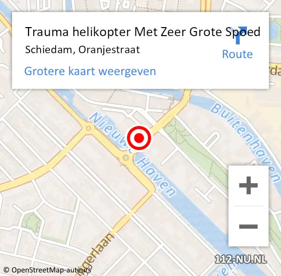Locatie op kaart van de 112 melding: Trauma helikopter Met Zeer Grote Spoed Naar Schiedam, Oranjestraat op 17 april 2024 19:04