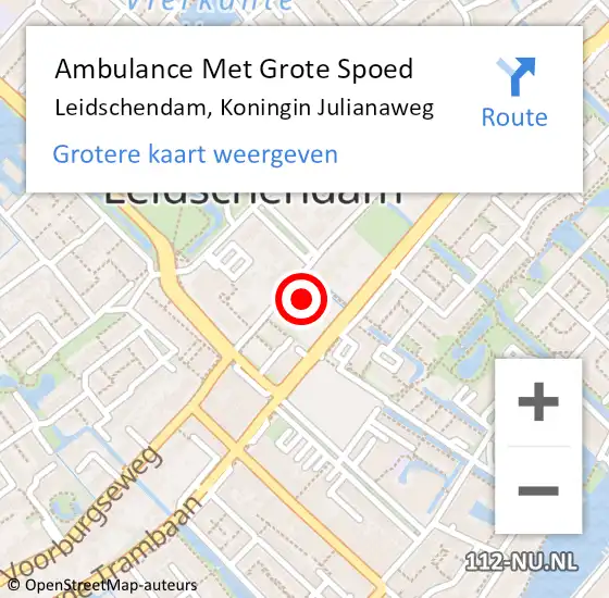 Locatie op kaart van de 112 melding: Ambulance Met Grote Spoed Naar Leidschendam, Koningin Julianaweg op 17 april 2024 19:39