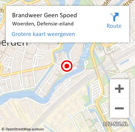 Locatie op kaart van de 112 melding: Brandweer Geen Spoed Naar Woerden, Defensie-eiland op 17 april 2024 19:41