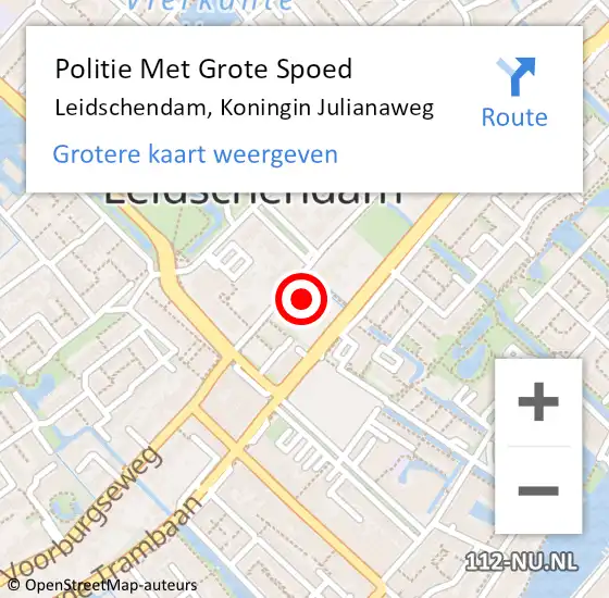 Locatie op kaart van de 112 melding: Politie Met Grote Spoed Naar Leidschendam, Koningin Julianaweg op 17 april 2024 19:48