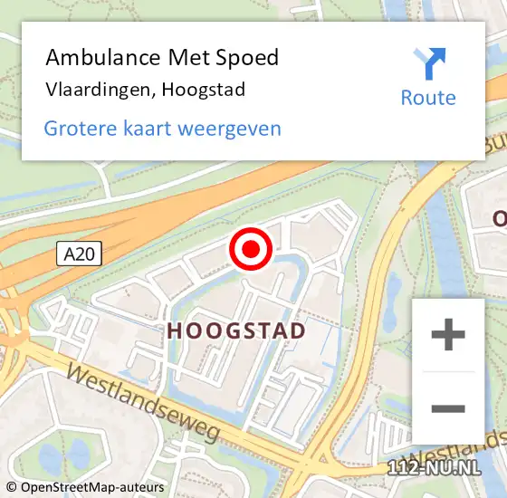 Locatie op kaart van de 112 melding: Ambulance Met Spoed Naar Vlaardingen, Hoogstad op 17 april 2024 20:02