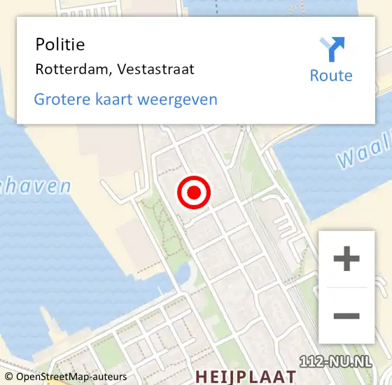 Locatie op kaart van de 112 melding: Politie Rotterdam, Vestastraat op 17 april 2024 20:13