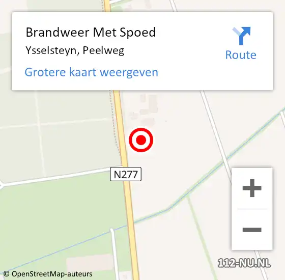 Locatie op kaart van de 112 melding: Brandweer Met Spoed Naar Ysselsteyn, Peelweg op 17 april 2024 20:13