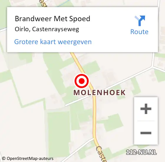 Locatie op kaart van de 112 melding: Brandweer Met Spoed Naar Oirlo, Castenrayseweg op 17 april 2024 20:14