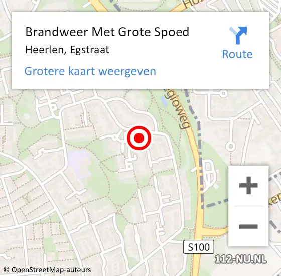 Locatie op kaart van de 112 melding: Brandweer Met Grote Spoed Naar Heerlen, Egstraat op 17 april 2024 20:29