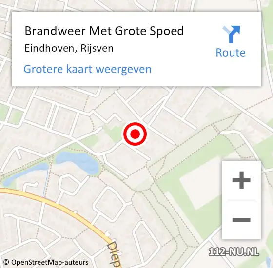 Locatie op kaart van de 112 melding: Brandweer Met Grote Spoed Naar Eindhoven, Rijsven op 17 april 2024 20:43