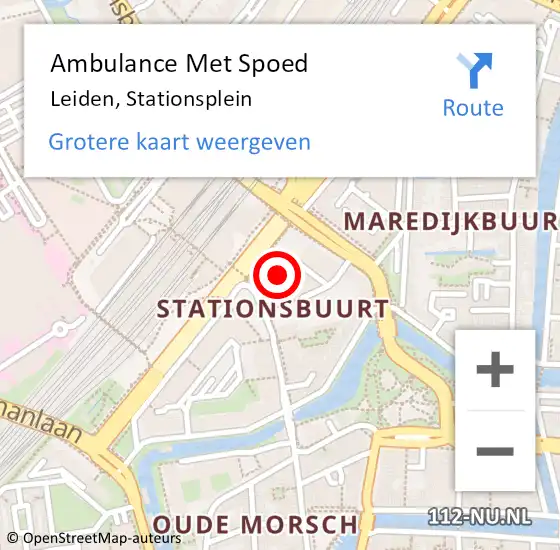 Locatie op kaart van de 112 melding: Ambulance Met Spoed Naar Leiden, Stationsplein op 17 april 2024 20:46