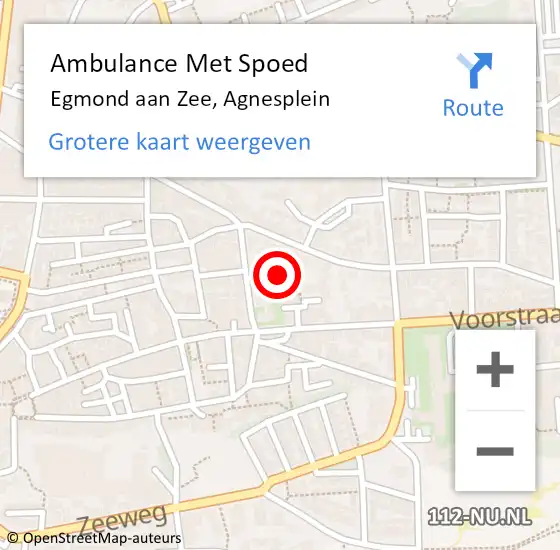 Locatie op kaart van de 112 melding: Ambulance Met Spoed Naar Egmond aan Zee, Agnesplein op 2 oktober 2014 19:23