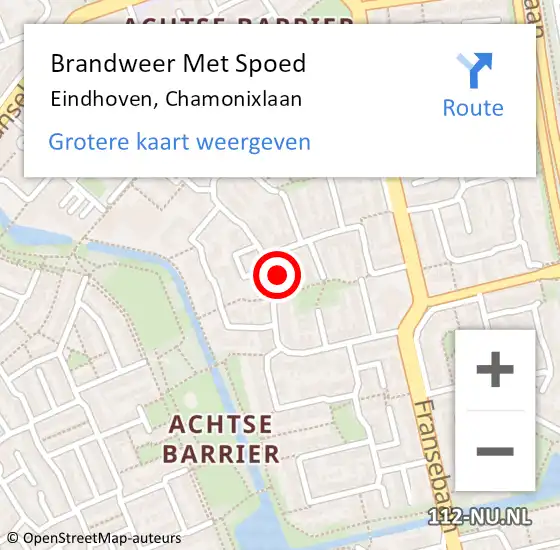 Locatie op kaart van de 112 melding: Brandweer Met Spoed Naar Eindhoven, Chamonixlaan op 17 april 2024 21:14