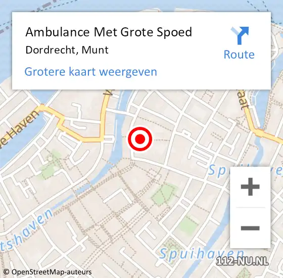 Locatie op kaart van de 112 melding: Ambulance Met Grote Spoed Naar Dordrecht, Munt op 17 april 2024 21:16
