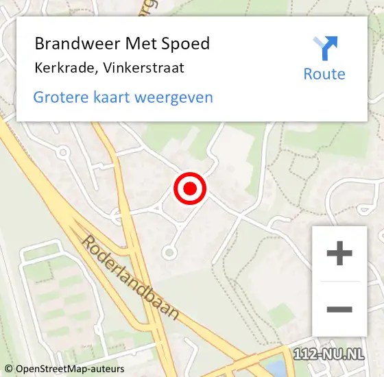 Locatie op kaart van de 112 melding: Brandweer Met Spoed Naar Kerkrade, Vinkerstraat op 17 april 2024 21:30