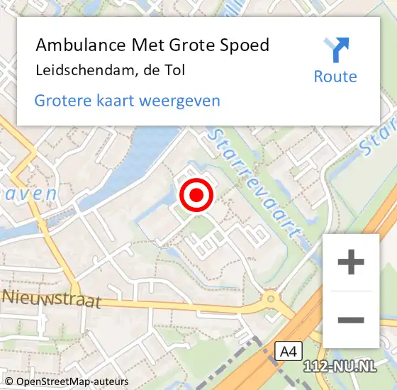 Locatie op kaart van de 112 melding: Ambulance Met Grote Spoed Naar Leidschendam, de Tol op 17 april 2024 22:37