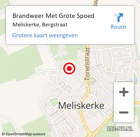 Locatie op kaart van de 112 melding: Brandweer Met Grote Spoed Naar Meliskerke, Bergstraat op 2 oktober 2014 19:31