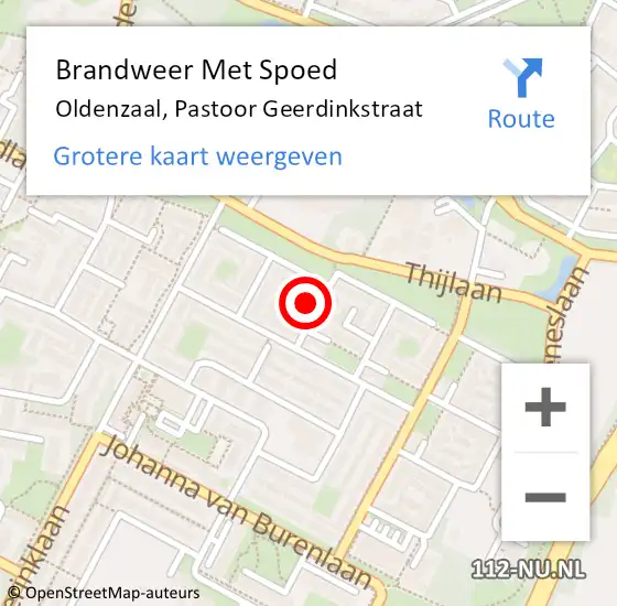 Locatie op kaart van de 112 melding: Brandweer Met Spoed Naar Oldenzaal, Pastoor Geerdinkstraat op 17 april 2024 22:55
