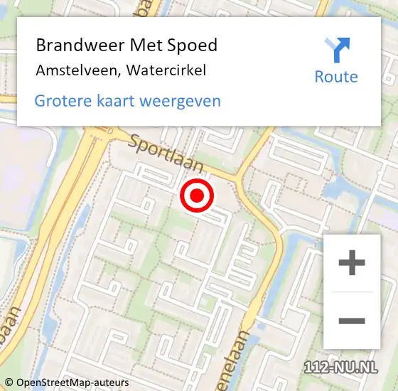 Locatie op kaart van de 112 melding: Brandweer Met Spoed Naar Amstelveen, Watercirkel op 17 april 2024 23:23