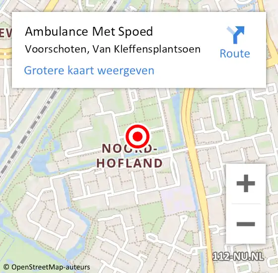 Locatie op kaart van de 112 melding: Ambulance Met Spoed Naar Voorschoten, Van Kleffensplantsoen op 17 april 2024 23:33