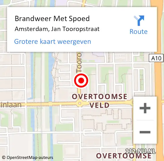 Locatie op kaart van de 112 melding: Brandweer Met Spoed Naar Amsterdam, Jan Tooropstraat op 18 april 2024 01:15