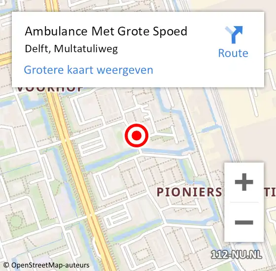 Locatie op kaart van de 112 melding: Ambulance Met Grote Spoed Naar Delft, Multatuliweg op 18 april 2024 03:50