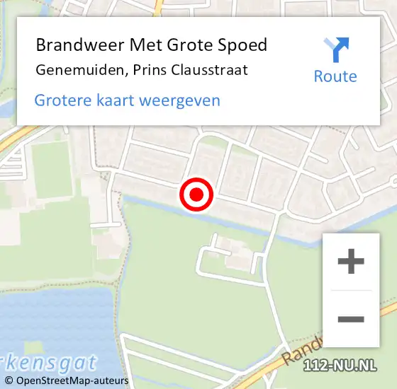 Locatie op kaart van de 112 melding: Brandweer Met Grote Spoed Naar Genemuiden, Prins Clausstraat op 2 oktober 2014 19:47