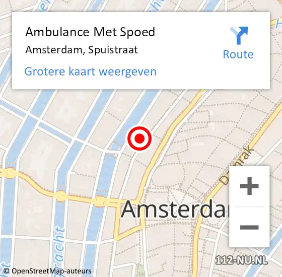Locatie op kaart van de 112 melding: Ambulance Met Spoed Naar Amsterdam, Spuistraat op 18 april 2024 04:44