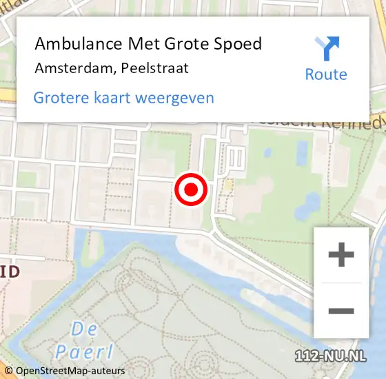 Locatie op kaart van de 112 melding: Ambulance Met Grote Spoed Naar Amsterdam, Peelstraat op 18 april 2024 04:48