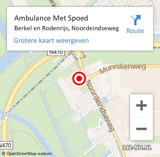 Locatie op kaart van de 112 melding: Ambulance Met Spoed Naar Berkel en Rodenrijs, Noordeindseweg op 18 april 2024 06:25