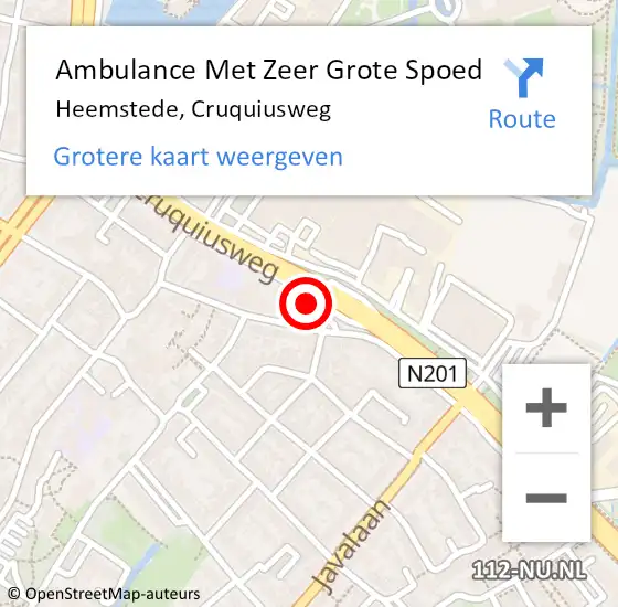 Locatie op kaart van de 112 melding: Ambulance Met Zeer Grote Spoed Naar Heemstede, Cruquiusweg op 18 april 2024 07:43