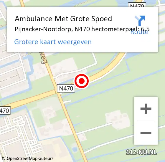 Locatie op kaart van de 112 melding: Ambulance Met Grote Spoed Naar Pijnacker-Nootdorp, N470 hectometerpaal: 6,5 op 18 april 2024 08:52