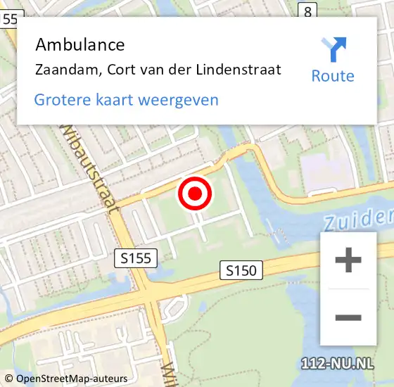 Locatie op kaart van de 112 melding: Ambulance Zaandam, Cort van der Lindenstraat op 18 april 2024 09:30