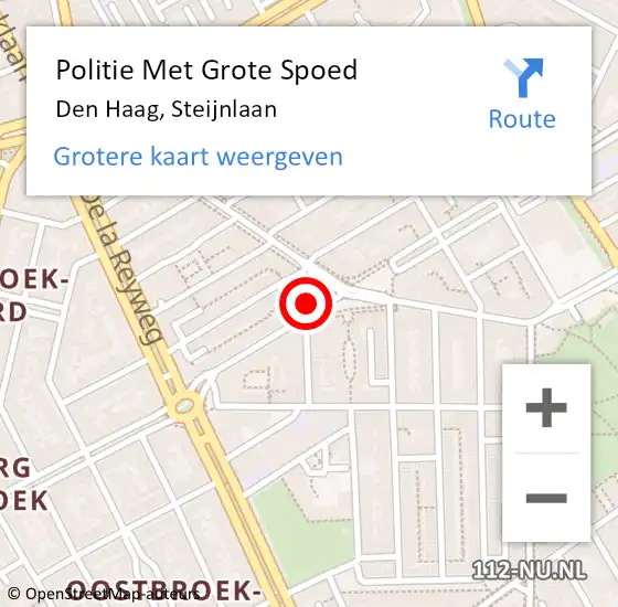 Locatie op kaart van de 112 melding: Politie Met Grote Spoed Naar Den Haag, Steijnlaan op 18 april 2024 09:33